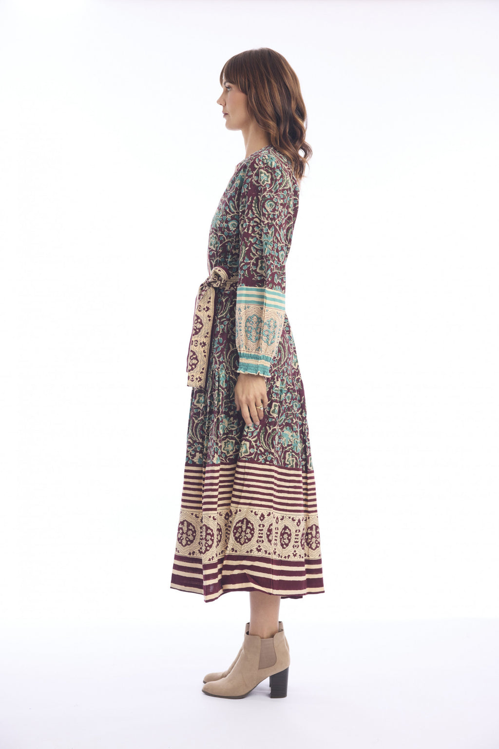 Block Dress Maxi Tie Waist escape by orientique