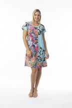 Ikebana Short sleeve Patch Dress
