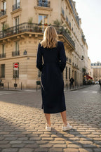 Cord Collar Buttons Dress -Navy Gypsyroad Bowral