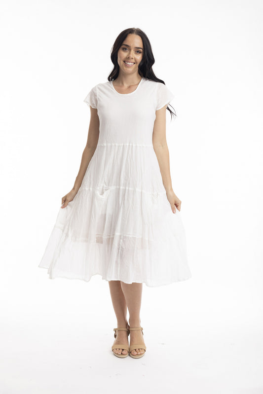 Essentials Cotton Gauze Bias Dress with Pockets