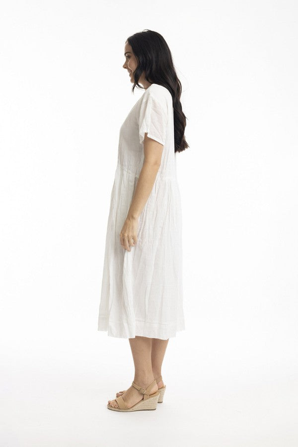 Essentials Cotton Gauze Peak Dress white