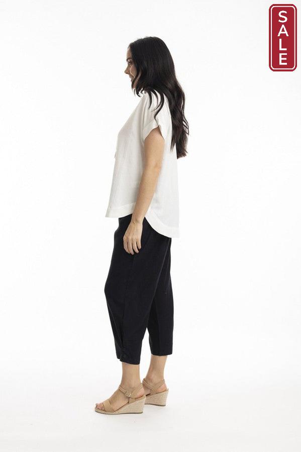 Essentials Linen Blend V Neck Top white