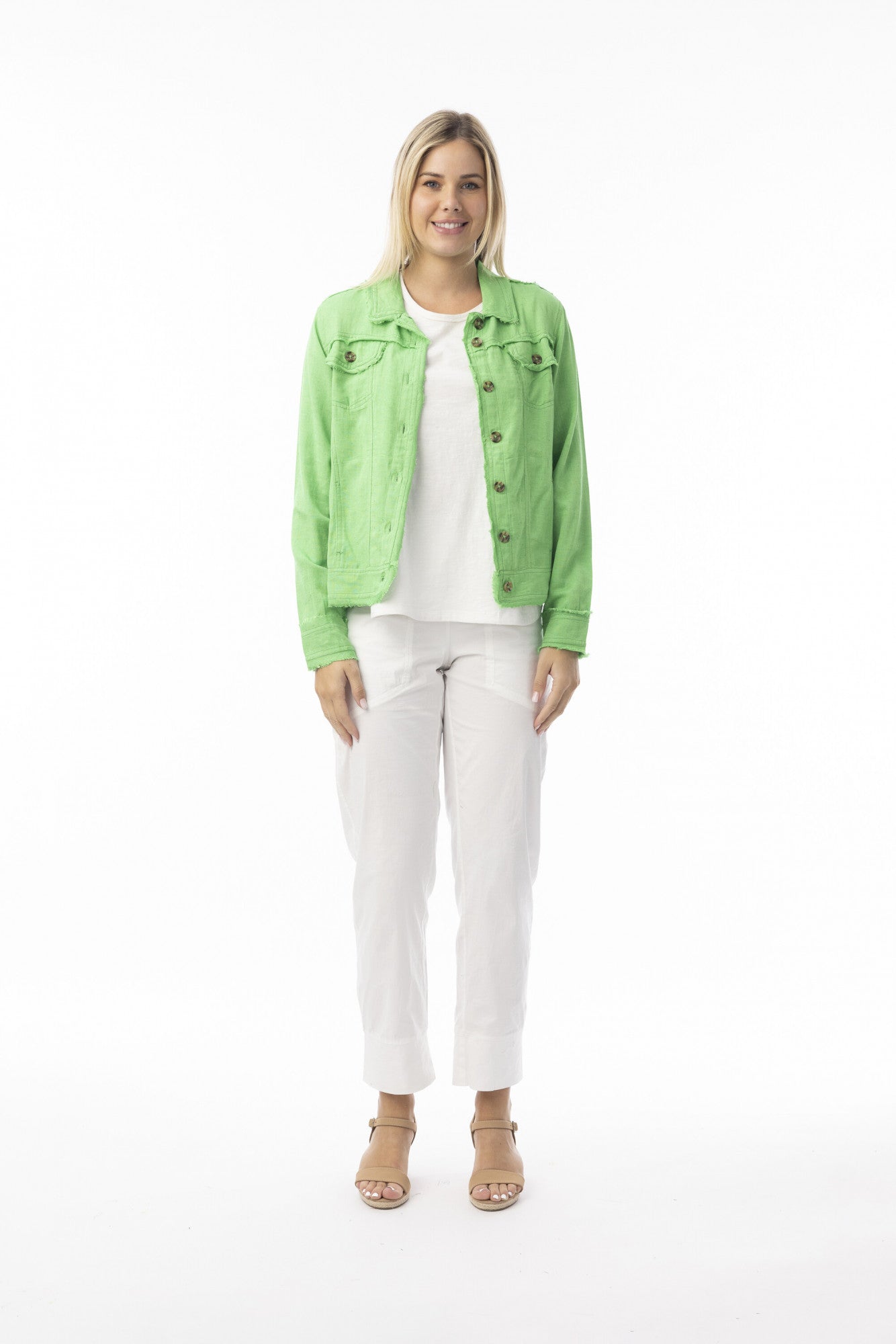 Linen Essentials Jacket-Parakeet