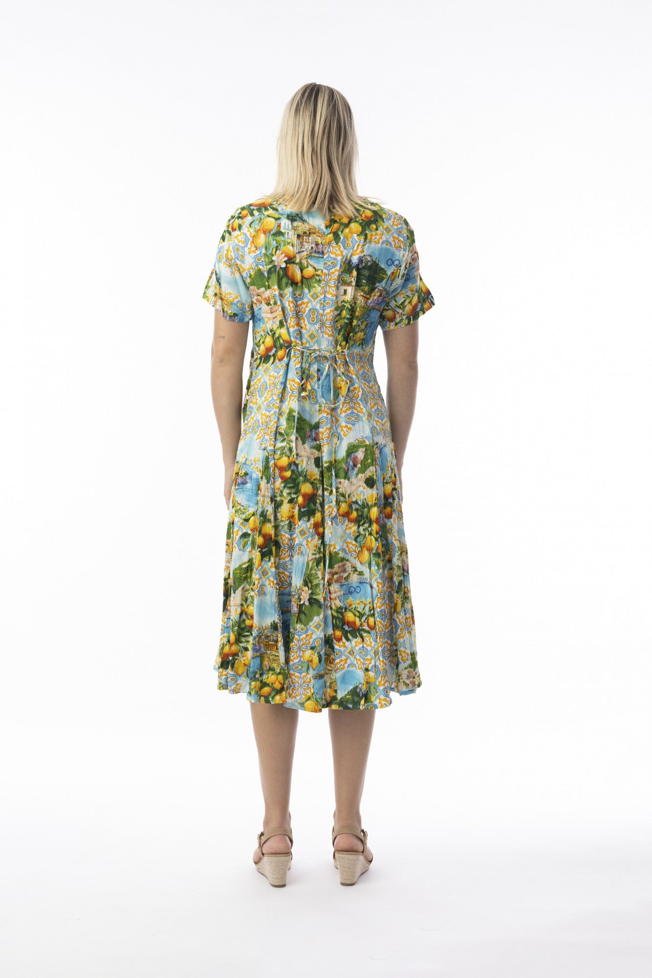 Amalfi Dress Godet Short Sleeve orientique