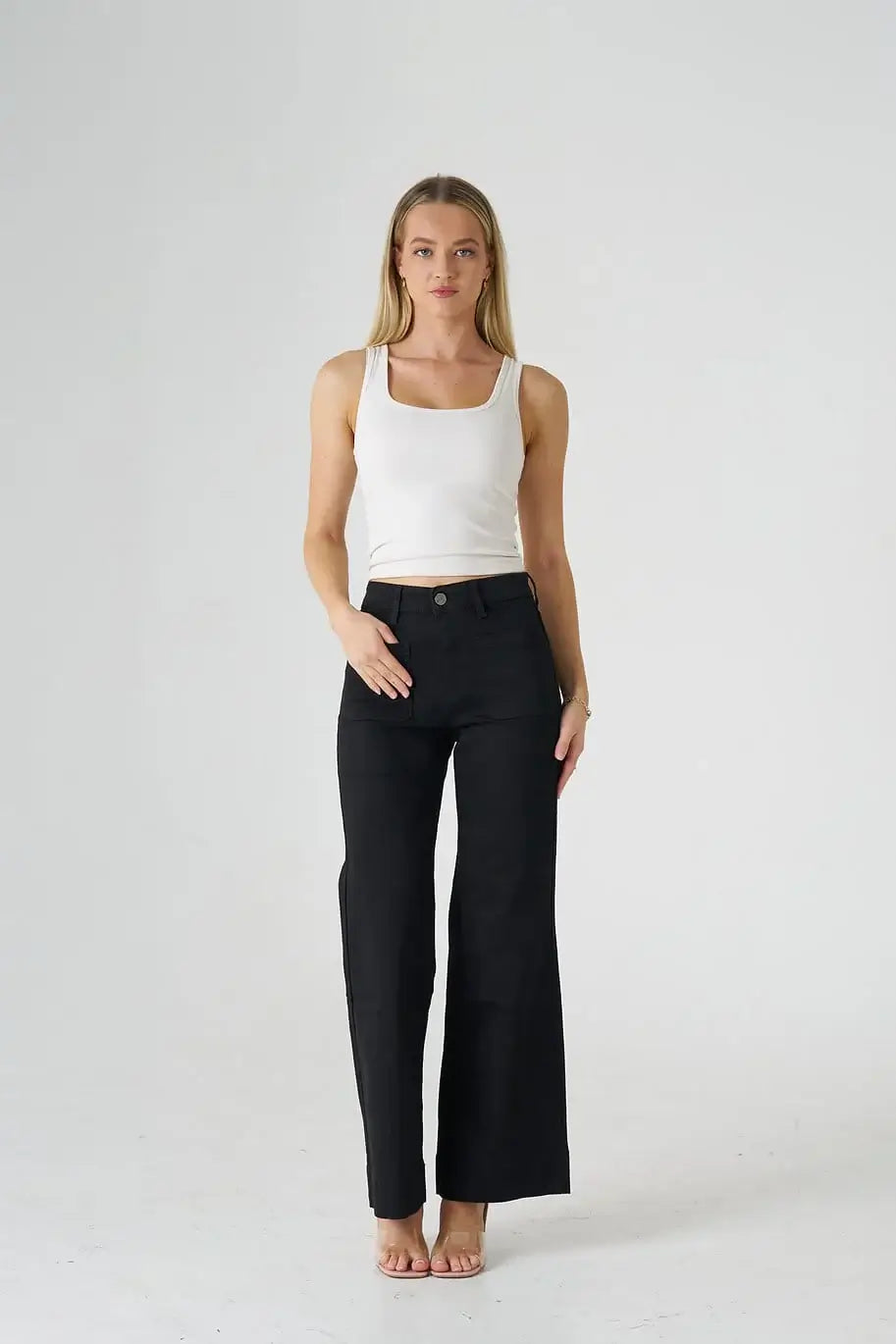 Highlands wide leg 7150 Black Wakee jeans