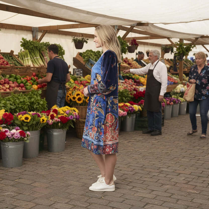 Orientique Embroidery Crew Neck Dress Orientique
