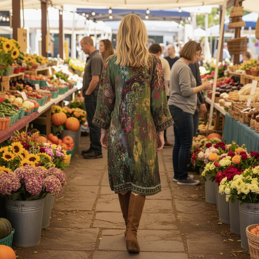 Orientique Vintage Crew neck Dress Orientque