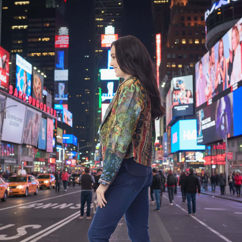 Cropped Digital jacket -Vintage Orientique