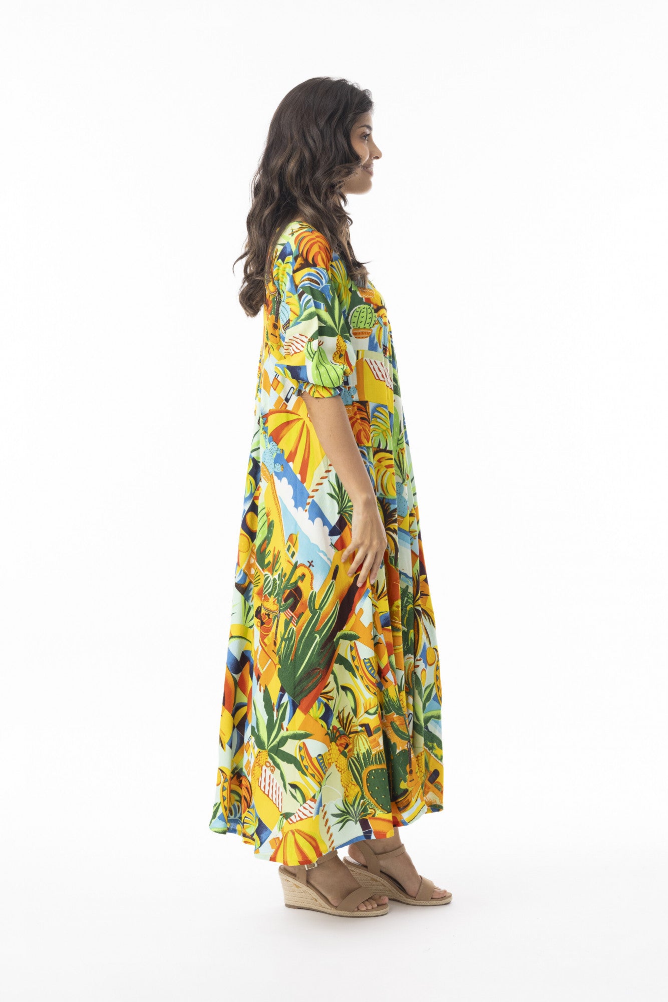 Guatemala V neck Bias Dress