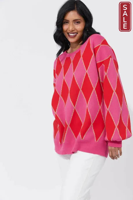 Casablanca Lurex Jumper - Chilli/Pink Haven
