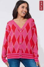 Casablanca Lurex Cardigan - Chilli/Pink