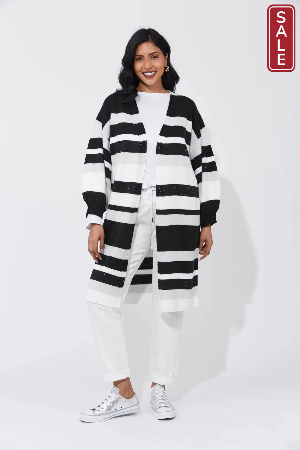Yuma Cardigan -white/kohl