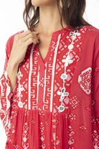 Carla Red Dress Layers Frill Sleeve red