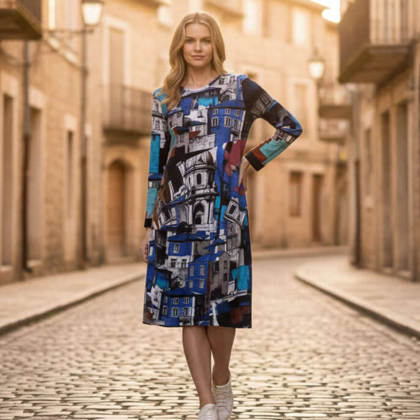 Orientique Porto Blue  Bubble dress Orientique