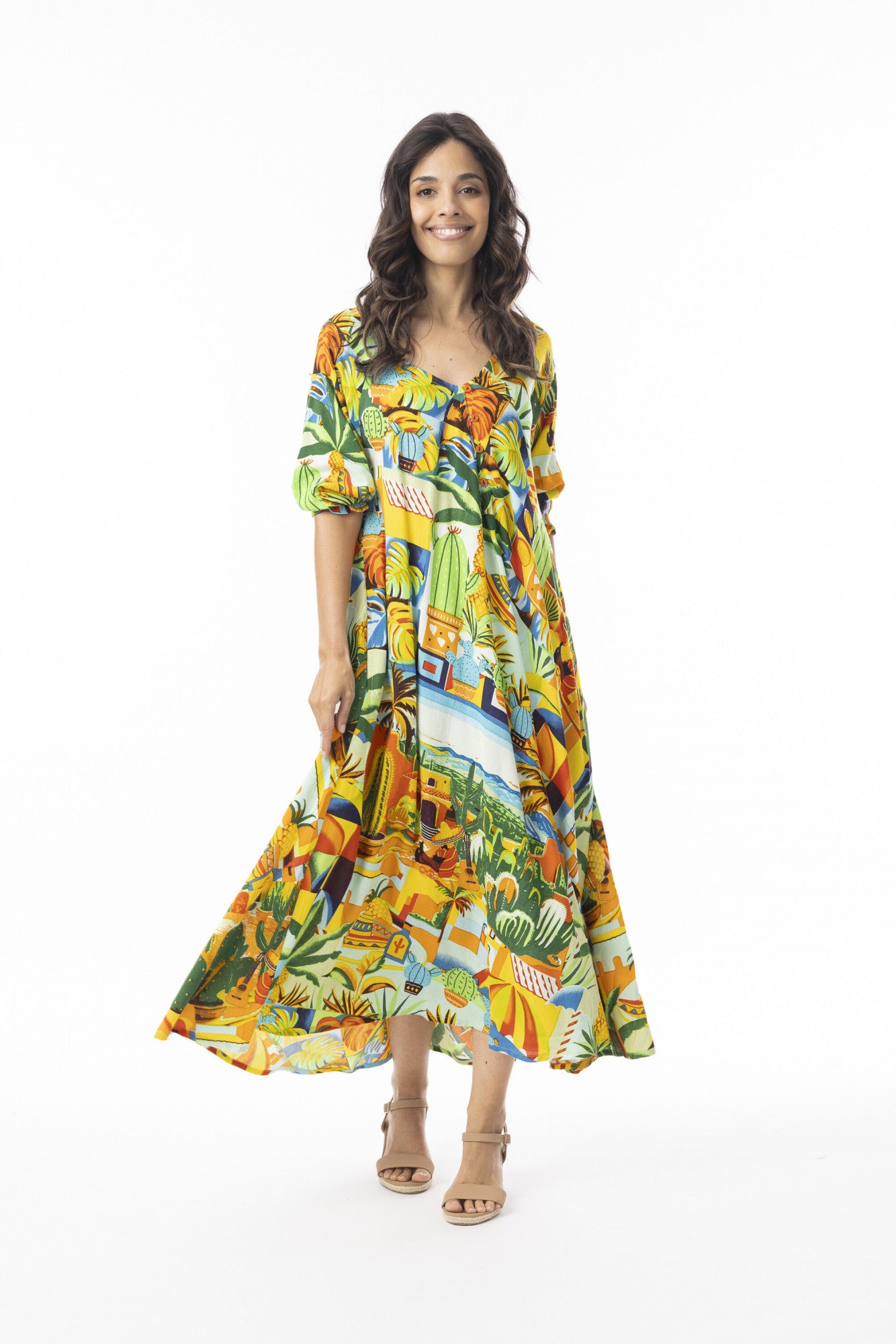 Guatemala V neck Bias Dress