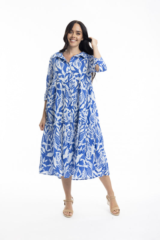 Hayman Blue Collared Midi Dress