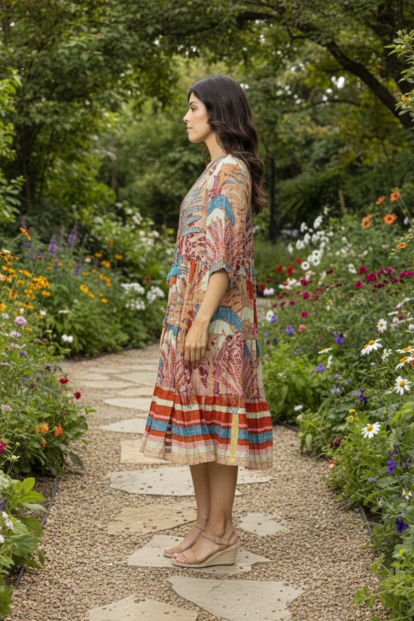 Ponta Verde Dress Layers Puff Sleeve