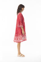 Carla Red Dress Layers Frill Sleeve red