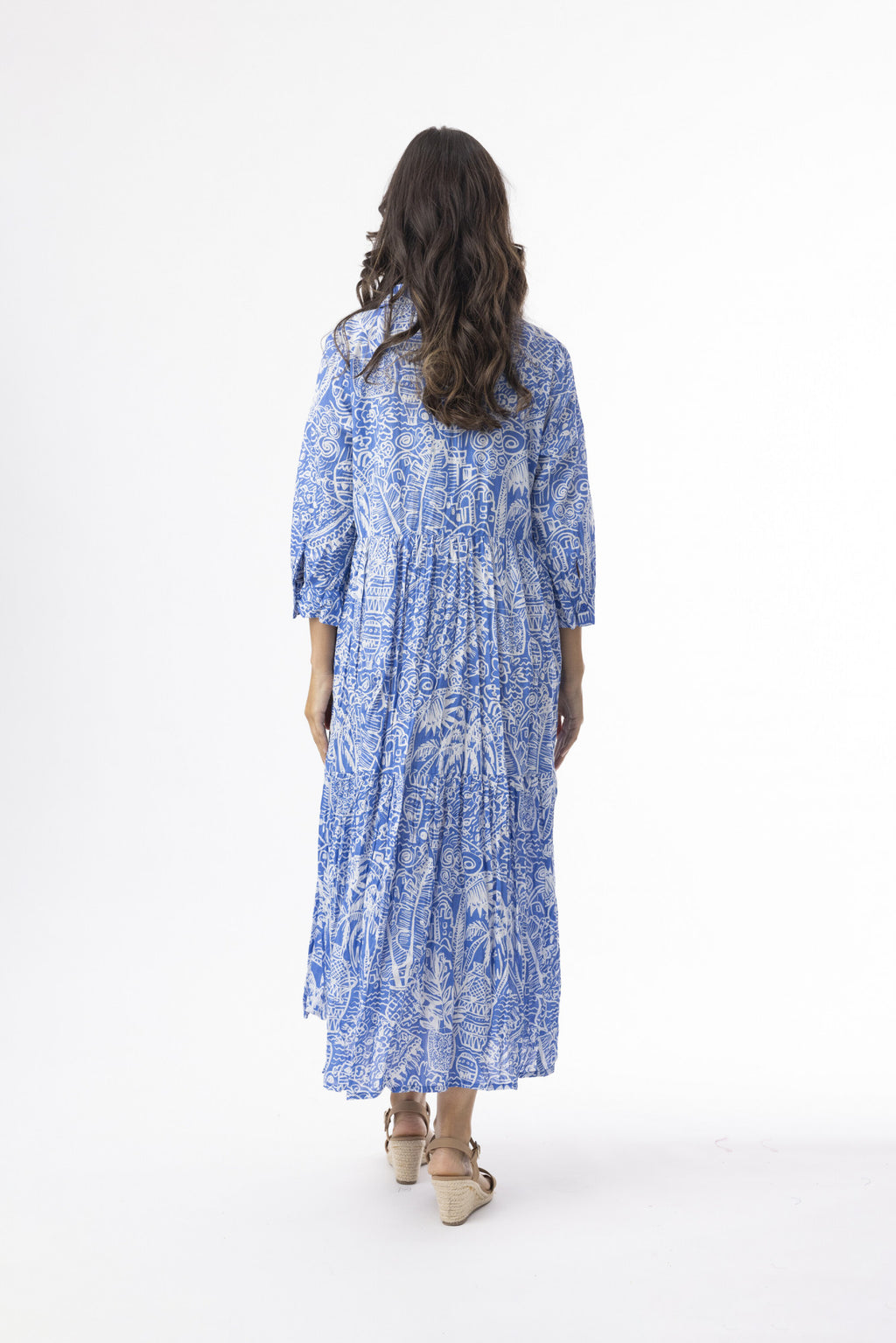 Aksharay Blue Dress Collar Midi