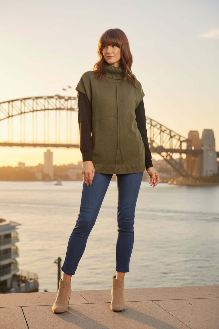 Turtle Neck Knit Top Orientique