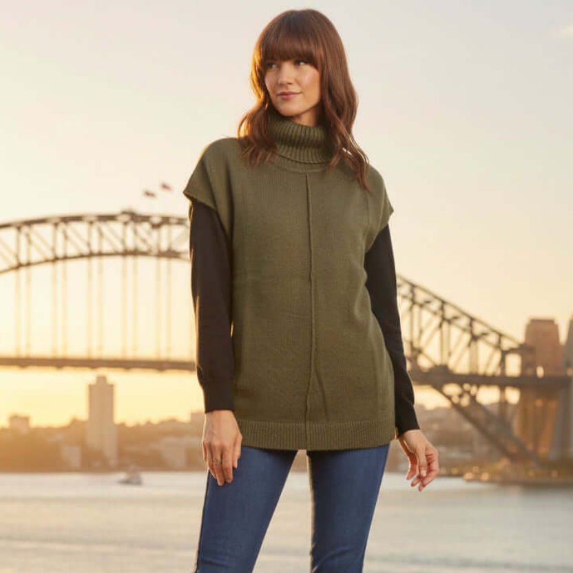 Cap sleeve Turtle Neck  Knit Top Orientique