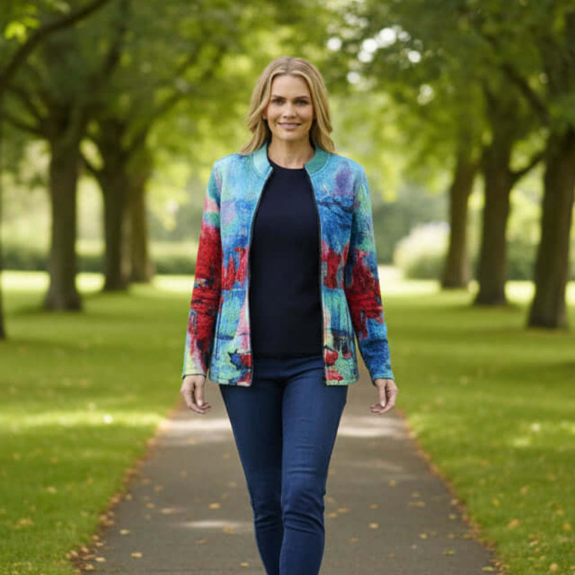 Printed Jacket Zip -Sail Boats Orientique
