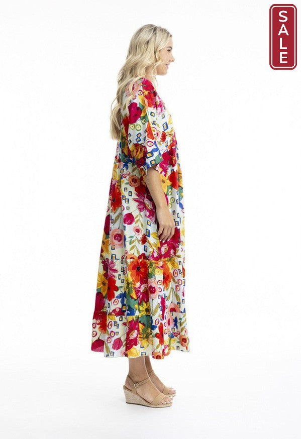 La Pelosa V Neckline Trim Maxi Dress Maxi