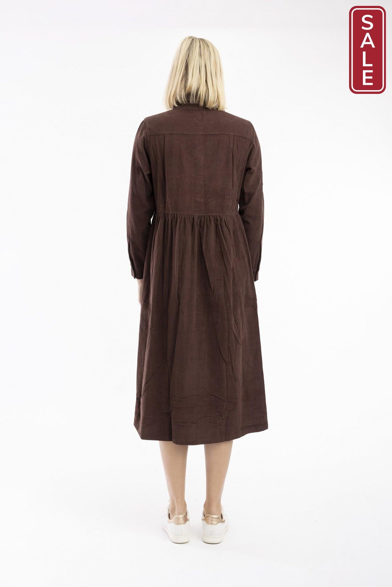 Cord Collar Dress Chocolate