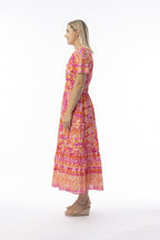 Montevideo Pink Dress Midi Short Sleeve