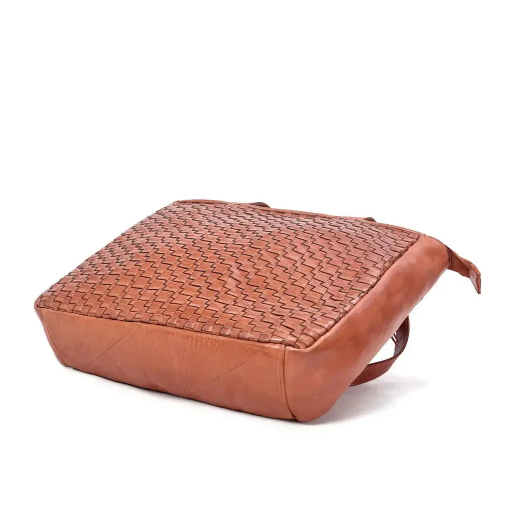 Cooktown woven leather Tote Bag-Tan SERENADE LEATHER