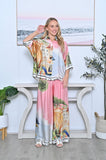 Model showcasing the Bold Print Pant Pink with a stylish top, highlighting a vibrant fashion statement.