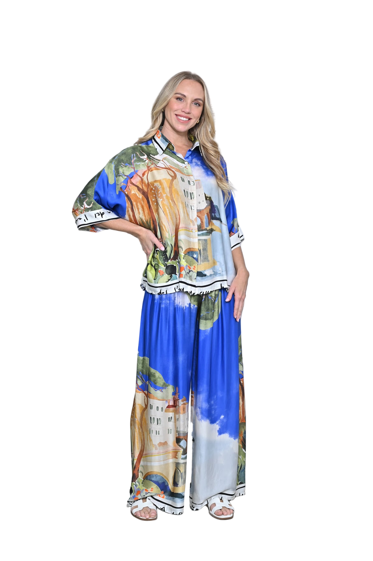 AE Bold Print Pants Blue