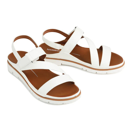 Ashli Sandal White stylish slides with Velcro straps and padded insole for summer adventures.
