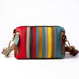 Stripe Multi Colored Crossbody Bag with vibrant striped pattern in genuine leather, perfect for adding color to any outfit.