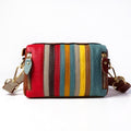 Stripe Multi Colored Crossbody Bag with vibrant striped pattern in genuine leather, perfect for adding color to any outfit.