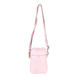 Cute Genuine Leather Crossbody Bag in soft pink with adjustable strap and gold-tone hardware.