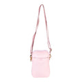 Cute Genuine Leather Crossbody Bag in soft pink with adjustable strap and gold-tone hardware.
