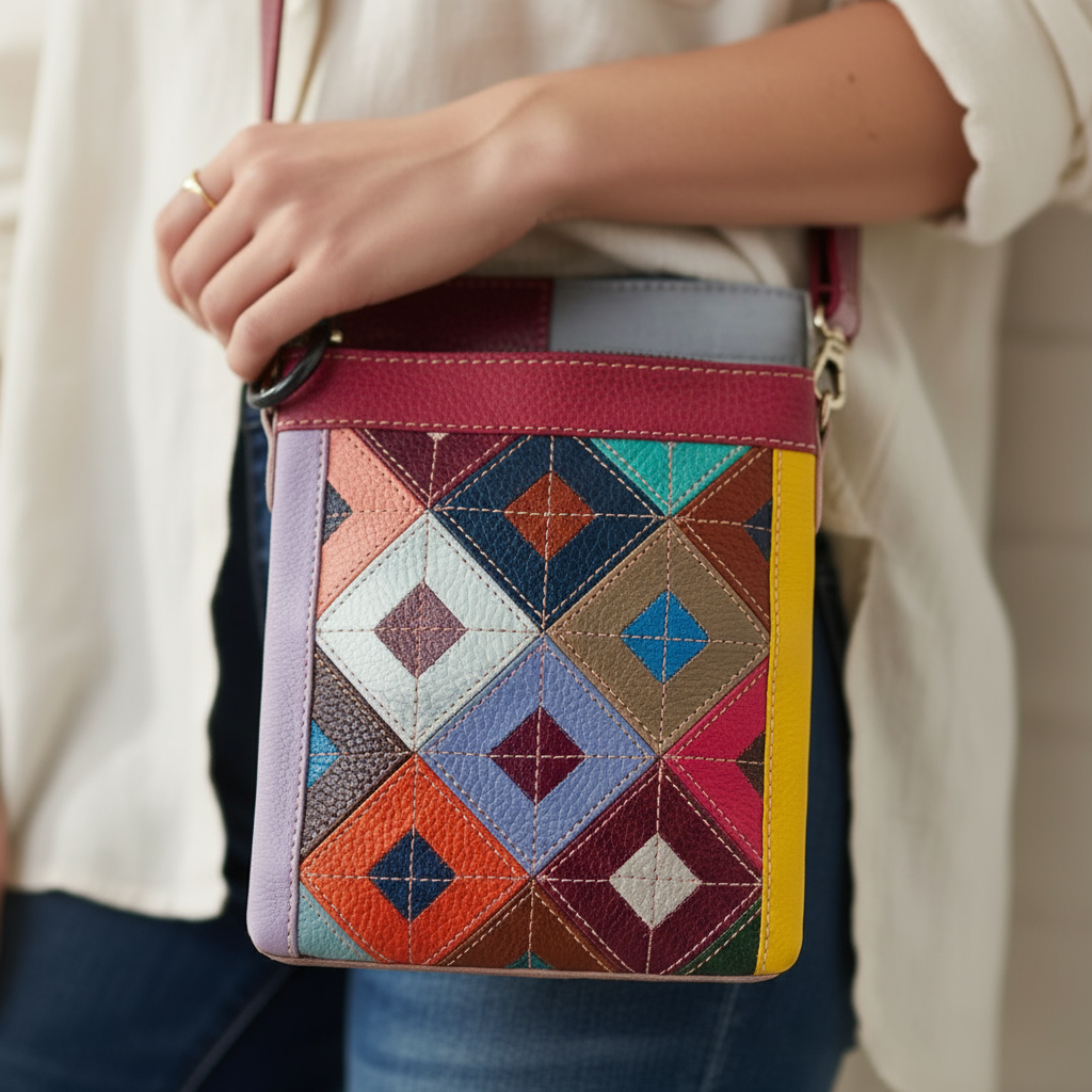 Multi Colored Geometric Crossbody Bag