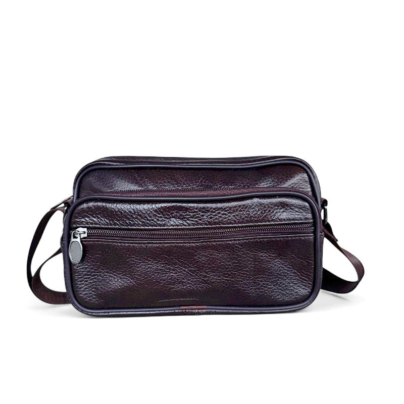 Genuine Leather Multi-Pocket Crossbody Bag