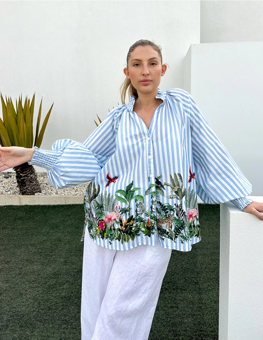 Blue Stripe Jungle Shirt