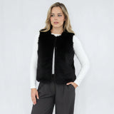 Faux Leather Trim Vest  Black So in style