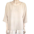 Eva Crew Neck top in cream color featuring 3/4 sleeves, perfect for stylish casual wear.