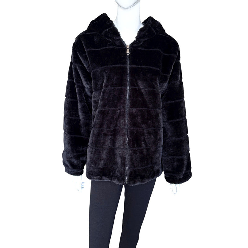 Hooded Faux Fur Jacket