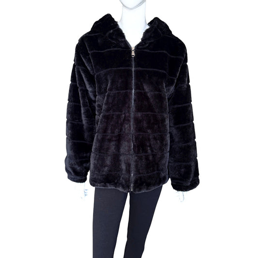 Hooded Faux Fur Jacket