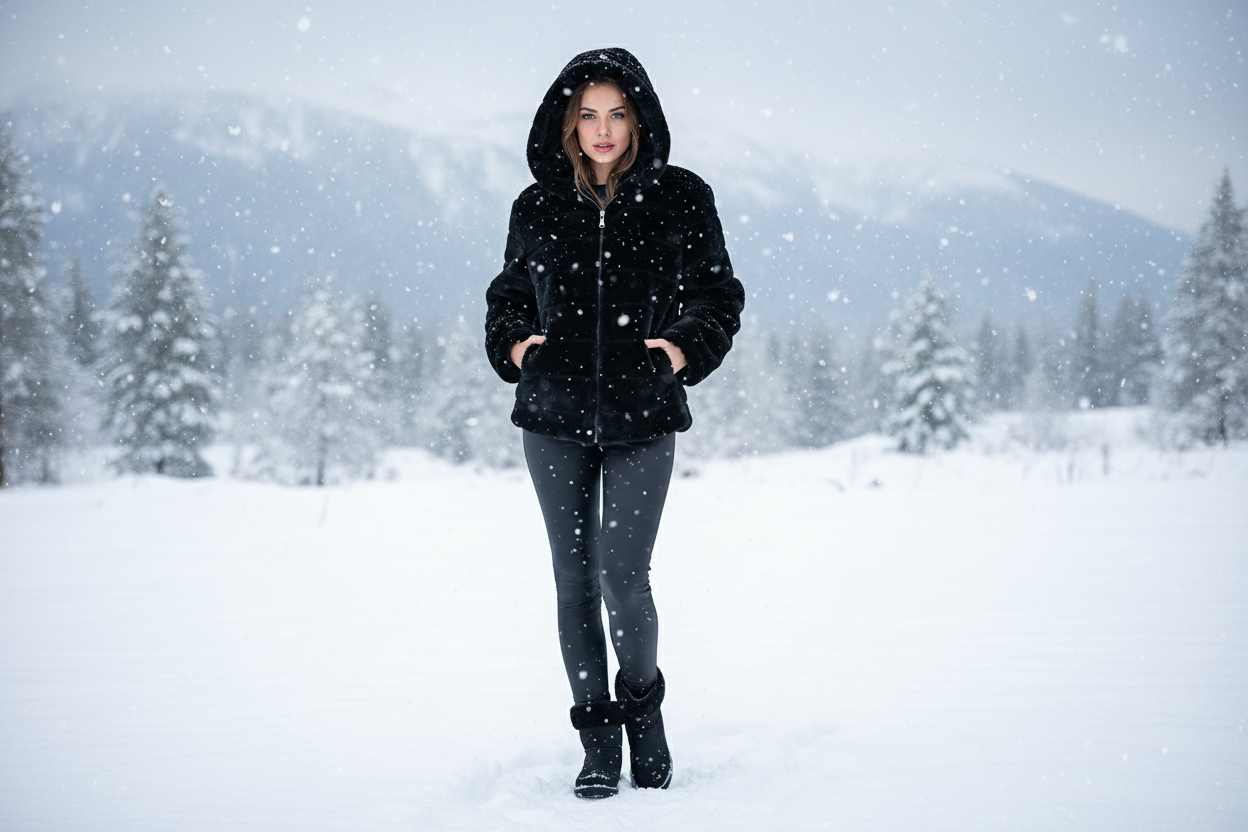 Hooded Faux Fur Jacket AUTN