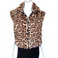 Faux Fur Animal Print Vest featuring a stylish zip-up front and hidden side pockets, perfect for any outfit.