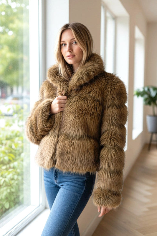 Camille Hooded Faux Fur Jacket AUTN