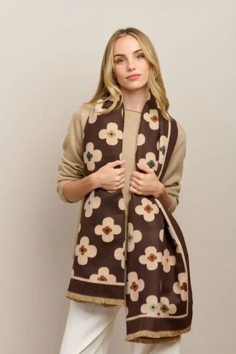 Chocolate Autumn Flower Scarf Tiger Tree