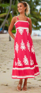 Ckm Strappy Border Print Dress