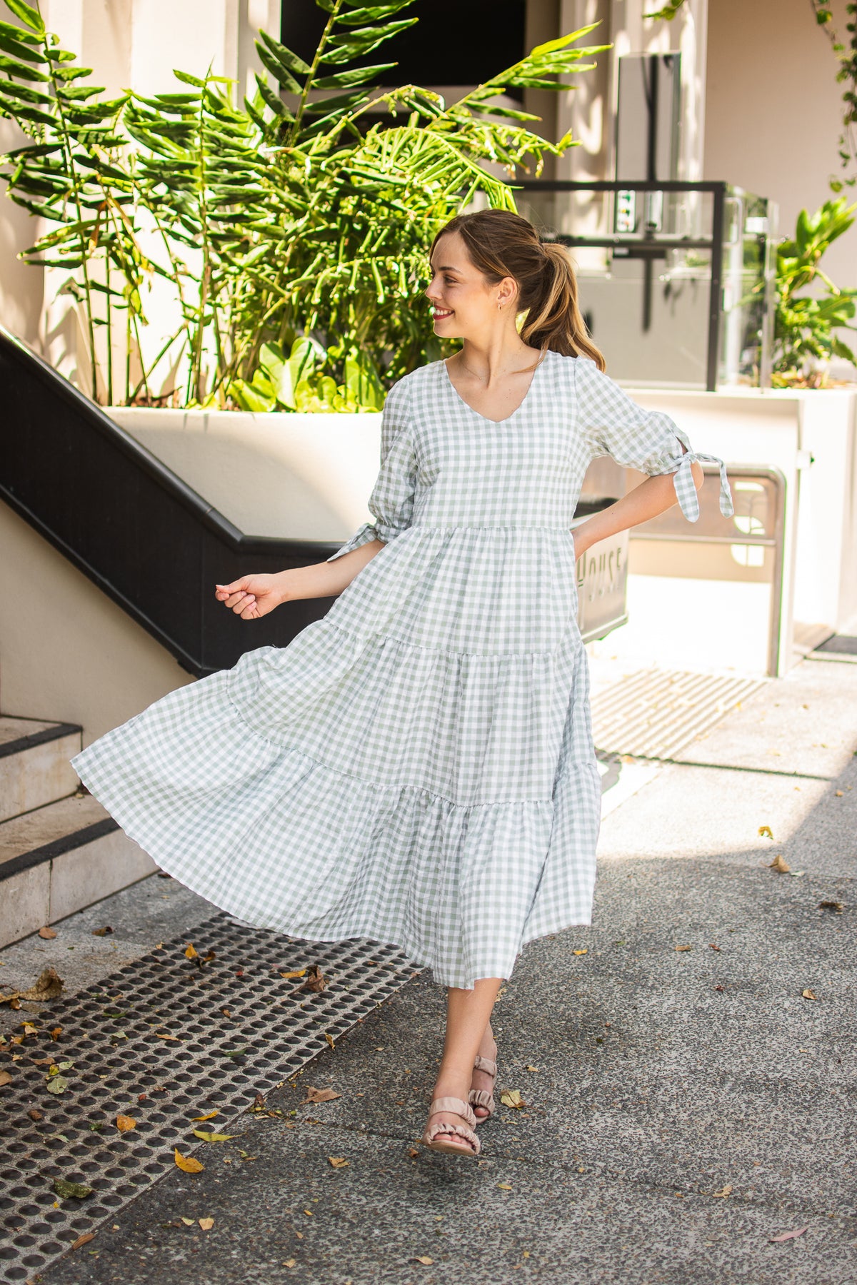 Gingham Tier Midi